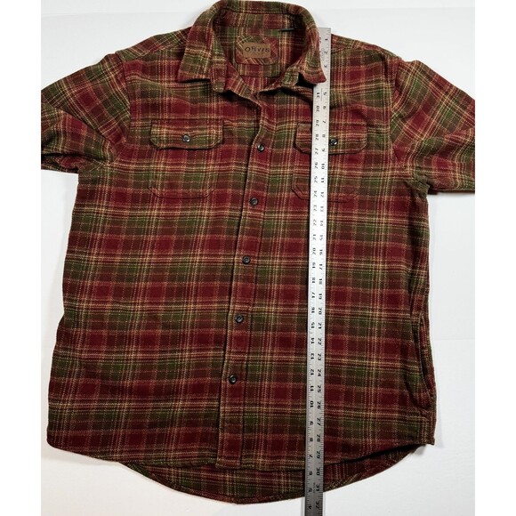 Orvis Mens XL Plaid Flannel Shirt Jacket Red Green Heavyweight Outdoor Workwear - Picture 12 of 15
